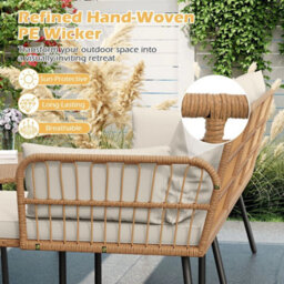 3 Pieces L-Shaped Patio Furniture Set Outdoor Sectional Cushioned Sofa - thumbnail 6