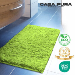 Floordirekt Sky Microfibre Bath Mat Soft 30mm Pile Non Slip Washable Bathroom Rug Green 95 X 95 X 2 Cm - thumbnail 3