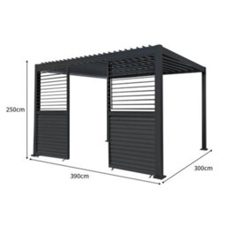 MonsterShop Metal Pergola 3M X 4M Anthracite Grey & 2 Shutter Side Panels - thumbnail 4