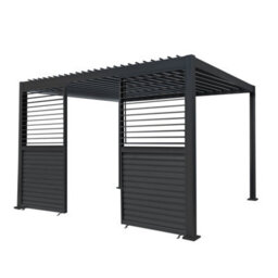 MonsterShop Metal Pergola 3M X 4M Anthracite Grey & 2 Shutter Side Panels - thumbnail 1