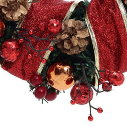 Darphe 30Cm Christmas Hanging Ornament, Red Ribbon, Light-Up Wreath - thumbnail 8