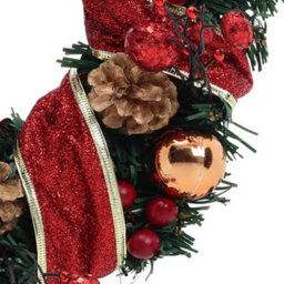 Darphe 30Cm Christmas Hanging Ornament, Red Ribbon, Light-Up Wreath - thumbnail 7