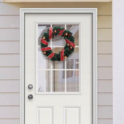 Darphe 30Cm Christmas Hanging Ornament, Red Ribbon, Light-Up Wreath - thumbnail 3