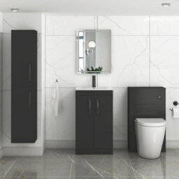 Royal Bathrooms Turin 500mm Floor Standing Vanity Sink Unit Matt Black 2 Door Minimalist Basin With Matt Black Handles - thumbnail 4