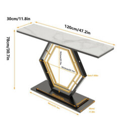 Fativo 120Cm Sintered Stone Marble Console Table Hall Display Stand Sofa Table Storage W/ Gold Stand Sturdy Legs - thumbnail 2