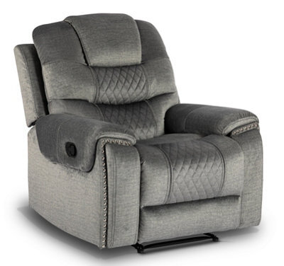 Manual Recliner Chair In Grey Chenille Fabric - image 1