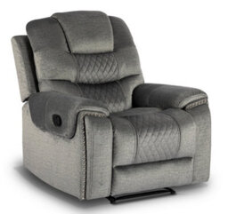Manual Recliner Chair In Grey Chenille Fabric - thumbnail 3