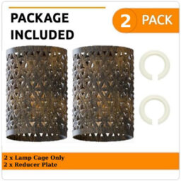 Brushed Brass Metal Drum Cage Light Shade Hollow Out Easy Fit Lamp Shade For Ceiling Pendant Light For Kitchen, Hall( 2 Pack) - thumbnail 4
