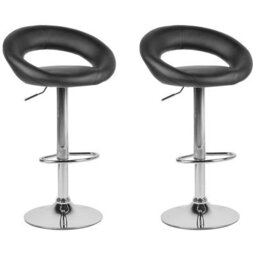 Beliani Set Of 2 Bar Chairs Peoria Faux Leather Swivel Black - thumbnail 1