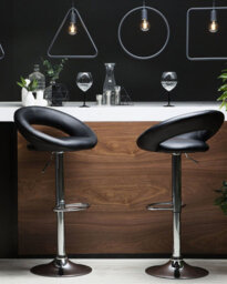 Beliani Set Of 2 Bar Chairs Peoria Faux Leather Swivel Black - thumbnail 2