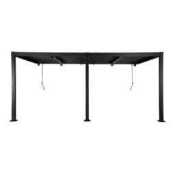 Sweeek - Lean To Pergola With Louvered Roof Aluminium 4 X 3M Palace Black - thumbnail 4