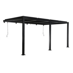 Sweeek - Lean To Pergola With Louvered Roof Aluminium 4 X 3M Palace Black - thumbnail 2