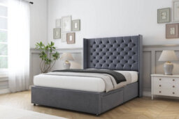"Sloomy Dior Steel Plush Divan Bed With Mattress No Drawers With 54"" Wingback Headboard 2'6 Small Single" - thumbnail 2