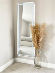 Downton Interiors White Tall Led Metal Frame Mirror Wall & Floor Standing  145 X 45Cm - Soho Collection - thumbnail 4