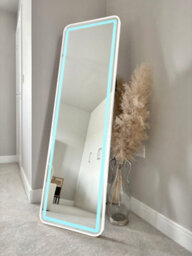 Downton Interiors White Tall Led Metal Frame Mirror Wall & Floor Standing  145 X 45Cm - Soho Collection - thumbnail 5