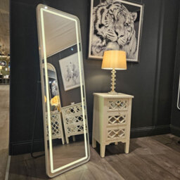Downton Interiors White Tall Led Metal Frame Mirror Wall & Floor Standing  145 X 45Cm - Soho Collection - thumbnail 1