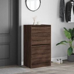 Berkfield Shoe Cabinet With 2 Flip-Drawers Brown Oak 60X42X108 Cm - thumbnail 3