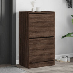 Berkfield Shoe Cabinet With 2 Flip-Drawers Brown Oak 60X42X108 Cm - thumbnail 1