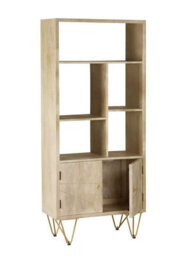 Wyld Haus Manila Light Gold Large Bookcase 2 Doors 5 Shelves - thumbnail 3