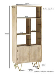 Wyld Haus Manila Light Gold Large Bookcase 2 Doors 5 Shelves - thumbnail 4