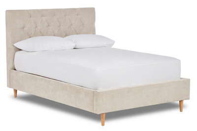 Divan Base Direct Solstice Modern Tall Chesterfield Fabric Bed Base Only 6Ft Super King- Brecon Silver - image 1