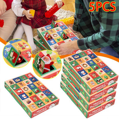 CLEFFNS 5Pcs Christmas Advent Calendar Box 24 Days Empty Countdown Boxes Diy Kraft Paper Advent Calendar Boxes To Fill Xmas Present Boxes - image 1