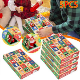 CLEFFNS 5Pcs Christmas Advent Calendar Box 24 Days Empty Countdown Boxes Diy Kraft Paper Advent Calendar Boxes To Fill Xmas Present Boxes - thumbnail 1