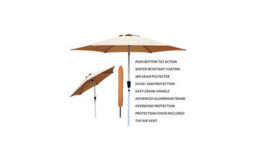 PureLifestyleWonders Tilting Garden Parasol - Khaki With Crank Handle - thumbnail 3