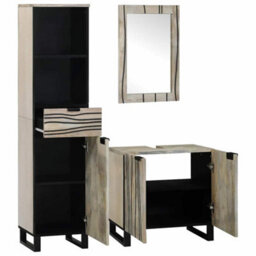 Walplus Bathroom Furniture Set With Drawer 3 Pcs White 38 X 33 X 160 Cm - thumbnail 2