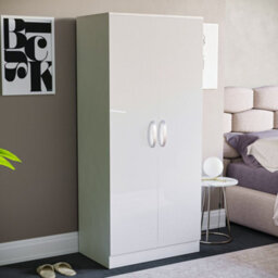 Lassic Vida Designs Hulio White High Gloss 2 Door Wardrobe (H)1700mm (W)760mm (D)530mm