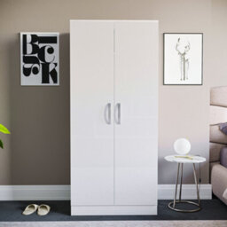 Lassic Vida Designs Hulio White High Gloss 2 Door Wardrobe (H)1700mm (W)760mm (D)530mm - thumbnail 3