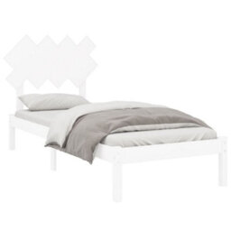 Berkfield Bed Frame White 90X190 Cm 3Ft Single Solid Wood - thumbnail 3