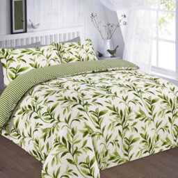 Homes & Linen Luxury Ellie Leaf Printed Floral Reversible Floral Printed Easy Care Duvet Cover Set - thumbnail 2
