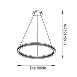 Luminosa Lighting Luminosa Aurelia Pendant Ceiling Light Brushed Gold Plated Finish & Opal Ribbed Acrylic 41W Led Warm White - thumbnail 7