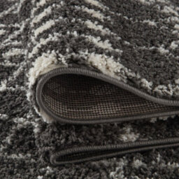 The Rugs Soft Moroccan Diamond Shaggy Rugs And Runners High Pile Dark Grey And Ivory Living Room Kitchen Hallway 1040 - thumbnail 8