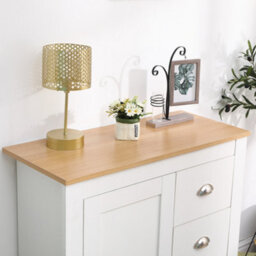 Furniturehmd Storage Sideboard Cupboard Buffet Table With 1 Door 3 Drawers White And Oak - thumbnail 3
