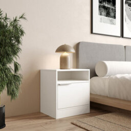 Urbn-Living Urbnliving 49.5Cm Height 1-Door Bedside White Table Cabinet Nightstand Storage Shelf Unit Bedroom Furniture - thumbnail 1