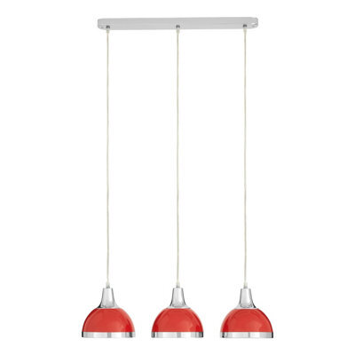 Orsina Functional Red Shade And Chrome Pendant Light, Elegant Pendant Light For Drawing Room, Versatile Light - image 1