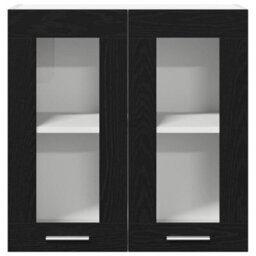 Walplus Hanging Glass Cabinet Black Oak 60 X 31 X 60 Cm Engineered Wood - thumbnail 7