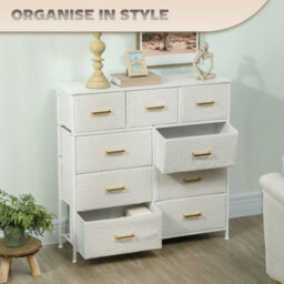 Wyld Haus Tafi Mono Cream White Boucle 9-Drawer Fabric Chest With Steel Frame 100W X 30D X 99H Cm - thumbnail 5