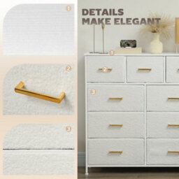 Wyld Haus Tafi Mono Cream White Boucle 9-Drawer Fabric Chest With Steel Frame 100W X 30D X 99H Cm - thumbnail 4