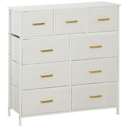 Wyld Haus Tafi Mono Cream White Boucle 9-Drawer Fabric Chest With Steel Frame 100W X 30D X 99H Cm