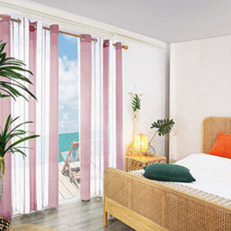 Deconovo Yarn-Dyed Voile Curtains Semi Transparent Net Curtains Sheer Curtains, 55 X 90 Inch Purple Red 2 Panels - thumbnail 2