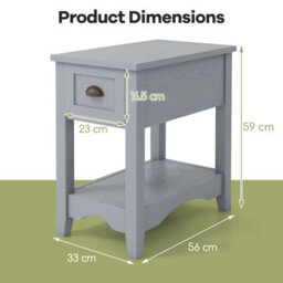 Gainoom 2 Pcs Grey Side End Table Retro Bedside Table Rectangular - thumbnail 2