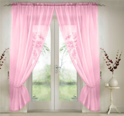 Luxury Living Elegant Plain Voile Curtain Panels Pair With Free Tie Backs Pink - thumbnail 1