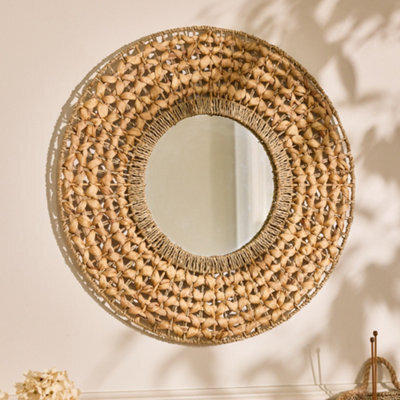 Dibor Vintage Style Lakelyn Water Hyacinth Wall Mirror Dia 65Cm - image 1