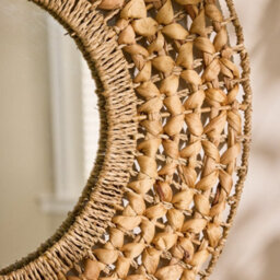 Dibor Vintage Style Lakelyn Water Hyacinth Wall Mirror Dia 65Cm - thumbnail 2