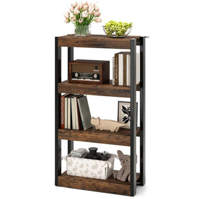 4 Tier Bookshelf Wooden Bookcase With Dual Anti Tipping Kits - image 1