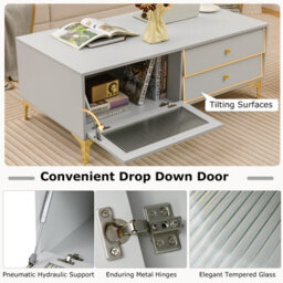 "Costway 120Cm Tv Stand For 55"" Tv Modern Tv Console Cabinet W/ Tempered Glass Door" - thumbnail 7