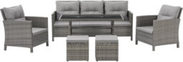 New-Evre Havana Grey 7 Seater Rattan Garden Furniture Set Patio Dining Set With Sofa, Armchairs, Stools & Glass Table. - thumbnail 3